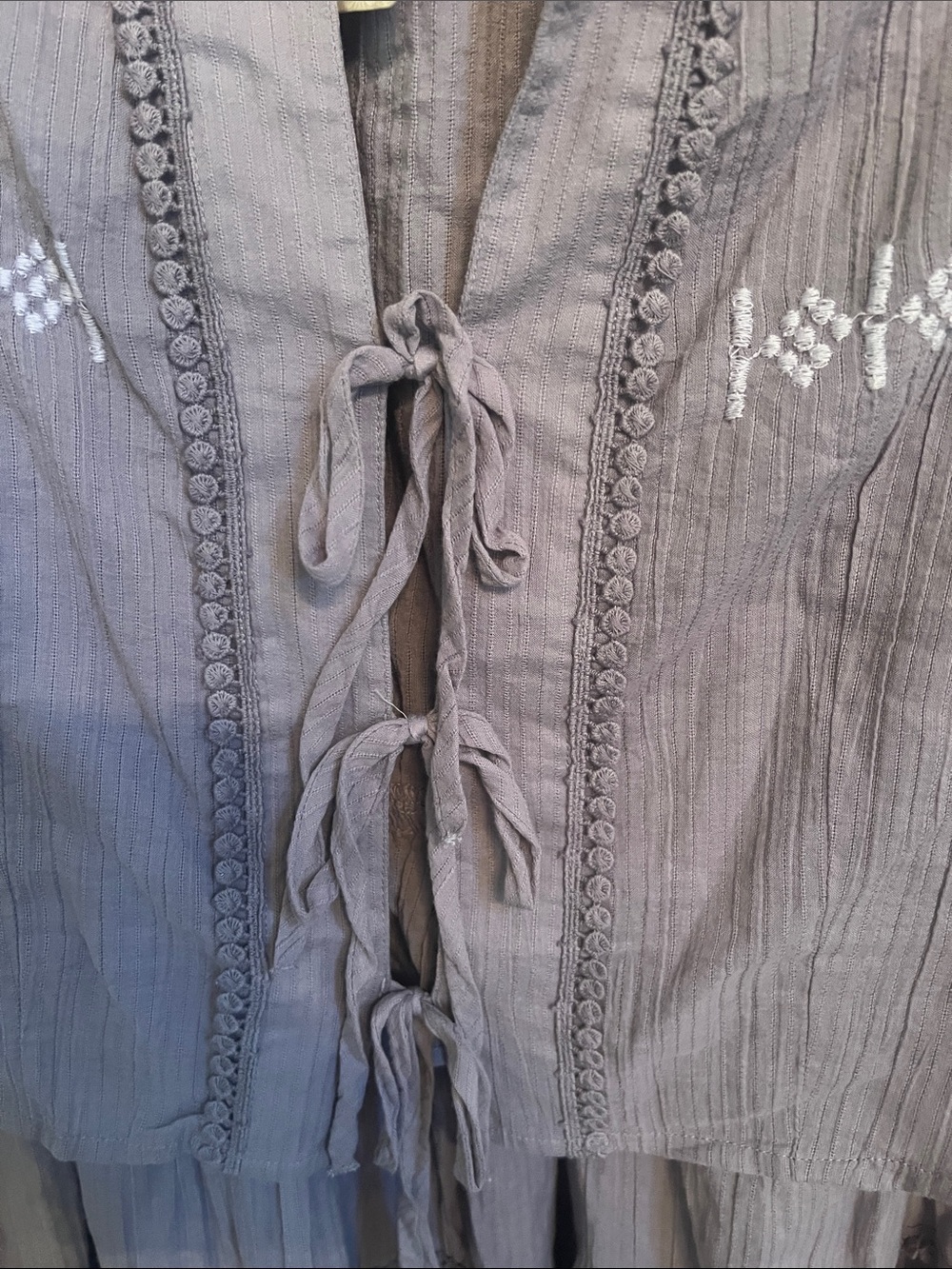 Free People Bright Side Purple Ash Vintage Inspired Embroidered Skirt Top Set - Picture 10 of 14